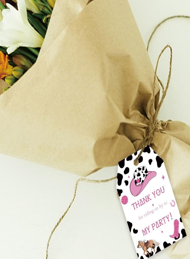 FORSHEEP 50pcs Cowgirl Thank You Tags, Cowgirl Gift Tag with String for Western Party, Little Cowgirl Themded Thank You Paper Tags for Girl Birthday Party Favors - Image 5